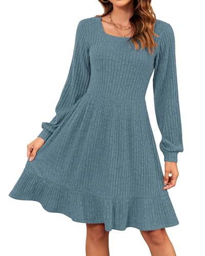 AUSELILY Damen Strickkleid Herbst Pulloverkleid Langarm Kleid Outfit Winterkleider von AUSELILY