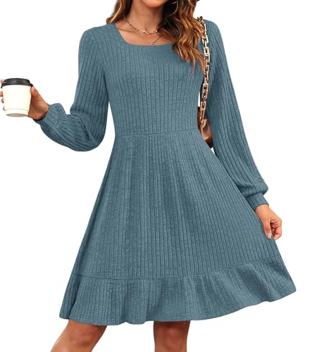 AUSELILY Damen Strickkleid Herbst Pulloverkleid Langarm Kleid Outfit Winterkleider von AUSELILY