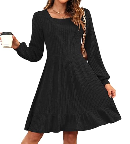 AUSELILY Damen Strickkleid Herbst Pulloverkleid Langarm Kleid Outfit Winterkleider von AUSELILY