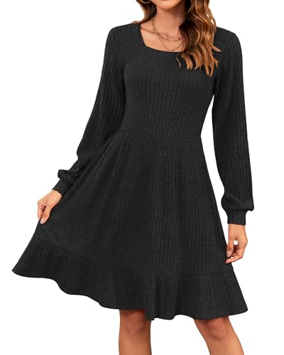 AUSELILY Damen Strickkleid Herbst Pulloverkleid Langarm Kleid Outfit Winterkleider von AUSELILY