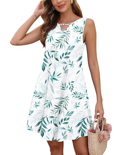 AUSELILY Sommerkleid Damen Ärmellose Strandkleider Sommer Freizeitkleid mit Taschen für Ausgehen Urlaub von AUSELILY