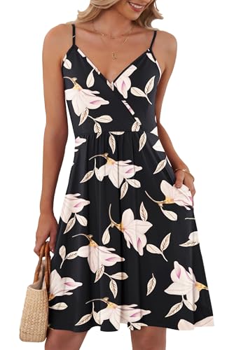 AUSELILY Sommerkleid Damen Spaghetti-Träge V-Ausschnitt Freizeitkleid Strandkleid mit Taschen Morning Glory S AUSELILY Sommerkleid Damen Spaghetti-Träge V-Ausschnitt Freizeitkleid Strandkleid mit Taschen Morning Glory S von AUSELILY
