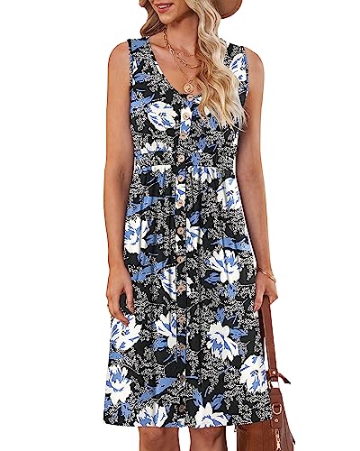 AUSELILY Sommerkleid für Damen Blaue Lilie S von AUSELILY