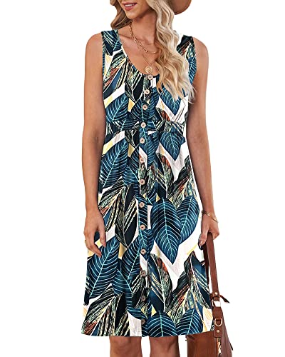 AUSELILY Sommerkleid für Damen Leaf Print L von AUSELILY