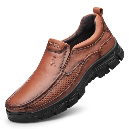 AUSFAMDS Herren Loafers Slipper Schuhe Bequeme Business Casual Lederschuhe Herrenschuhe Braun 44 EU von AUSFAMDS