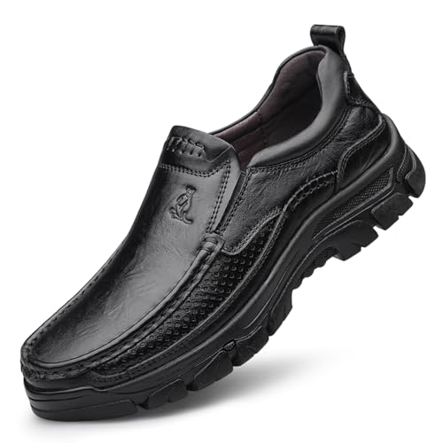 AUSFAMDS Herren Loafers Slipper Schuhe Bequeme Business Casual Lederschuhe Herrenschuhe Schwarz 44 EU von AUSFAMDS