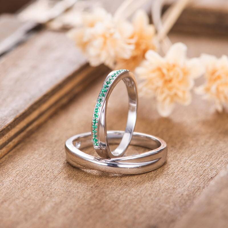 Paarring Unisex Jahrestag Geschenk Für Sie Und Ihn Smaragd Ehering Infinity Weißgold Frauen Männer Ewigkeit Schlichter Ring Einfach von AUSGEMSCo