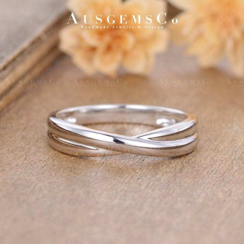 Weiß Gold Herren Ehering Schlicht Ewigkeit Bräutigam Ring Versprechen Jahrestag Mann Geschenk Für Ihn Paar Unisex Traditionelles Design von AUSGEMSCo