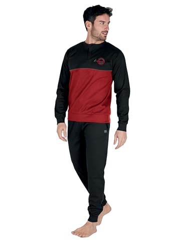 AUSTRALIAN Langer Herren-Schlafanzug aus warmer Baumwolle in verschiedenen Modellen und Größen von M bis 2XL, Herren-Pyjama, Ai743-rot/schwarz, L von Australian