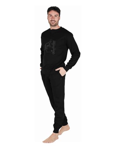 AUSTRALIAN Langer Herren-Schlafanzug aus warmer Baumwolle in verschiedenen Modellen und Größen von M bis 2XL, Herren-Pyjama, Ai751-schwarz, L von Australian