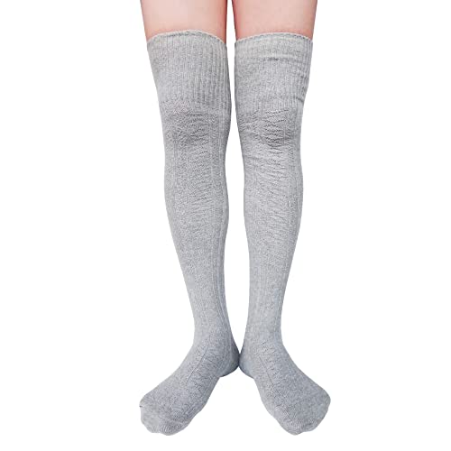 AUSUAYA Damen-Strümpfe, dicke Baumwolle, Oberschenkelhohe Stiefelsocken, extra lang, Winterbeinwärmer GB-CL-W1, grau, One size AUSUAYA Damen-Strümpfe, dicke Baumwolle, Oberschenkelhohe Stiefelsocken, extra lang, Winterbeinwärmer GB-CL-W1, grau, One size von AUSUAYA