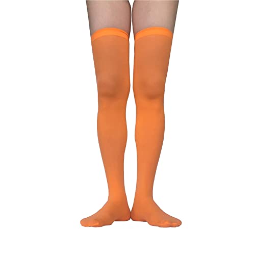 AUSUAYA Damen-Weihnachtsstrümpfe, Nylon, blickdicht, Oberschenkelhoch, Schulmädchen, durchscheinend, über Knie, Seide, für Cosplay, Party GB-NL-W3, Orange, Einheitsgröße von AUSUAYA