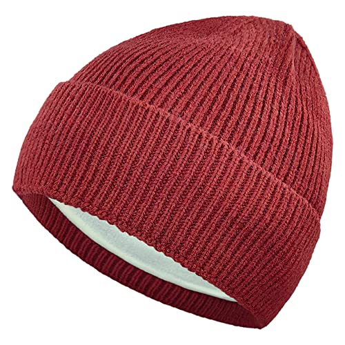 AUSUAYA Fleece gefütterte Beanie für Frauen Männer, warme Wintermützen für kaltes Wetter Schädelmütze S-K-H-1 (Burgundisch) von AUSUAYA