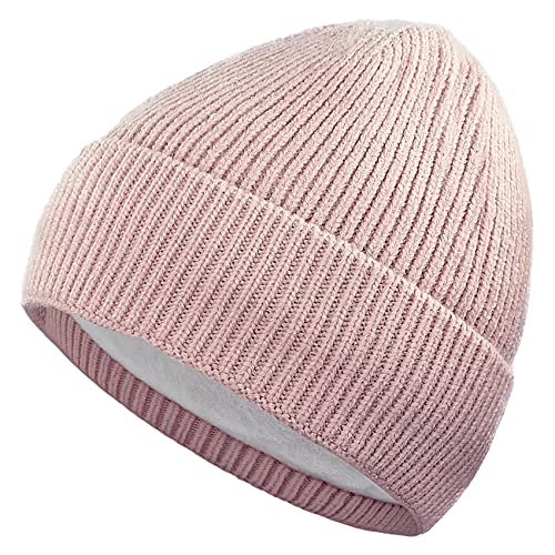 AUSUAYA Fleece gefütterte Beanie für Frauen Männer, warme Wintermützen für kaltes Wetter Schädelmütze S-K-H-1 (Rosa) von AUSUAYA