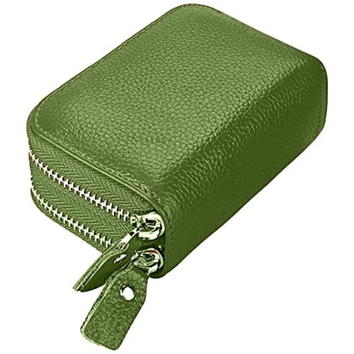 AUSUAYA GB-C-B-B2 Kartenetui für Damen, weiches kleines Echtleder, Kreditkartenhalter, RFID-blockierend, mit Reißverschlussfach, grün, Einheitsgröße, Casual AUSUAYA GB-C-B-B2 Kartenetui für Damen, weiches kleines Echtleder, Kreditkartenhalter, RFID-blockierend, mit Reißverschlussfach, grün, Einheitsgröße, Casual von AUSUAYA