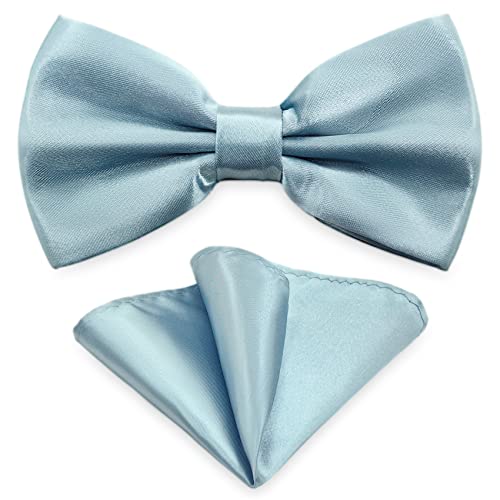 AUSUAYA Herren Fliege Einstecktuch Set, Unisex Design Fliege und Taschentuch für Hochzeit oder Business Formal Tuxedo M-B-T6 (Schieferblau) von AUSUAYA