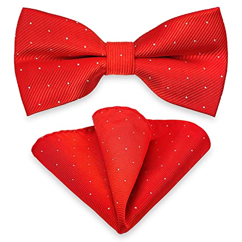 AUSUAYA Herren Fliege und Einstecktuch Set, Unisex Design Fliege und Einstecktuch für Business Formal Tuxedo oder Hochzeit MB-T8 (Rot) von AUSUAYA