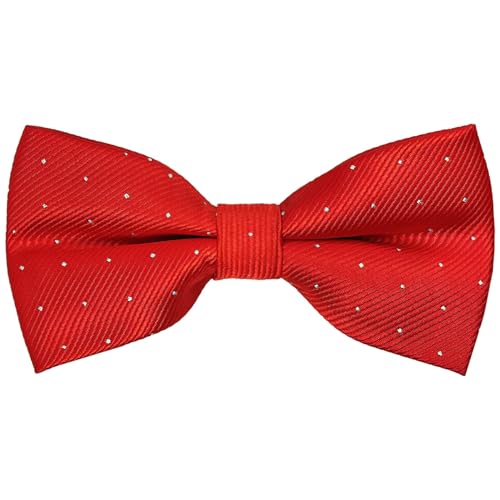 Herren Glitter Dots Fliege, einstellbar Junge formale Smoking Fliege für Aufnahme oder Hochzeit Party M-B-T5 (Rot mit Silberpunkten) von AUSUAYA