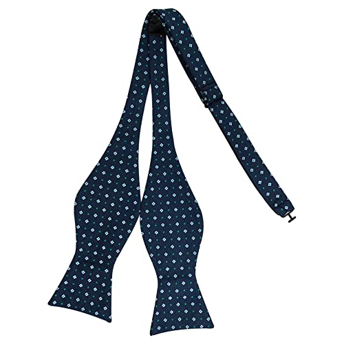 AUSUAYA Männer Selbstgebundene Fliege, Junge Seide Offene Fliege Formal Tuxedo oder Hochzeit Party M-S-B8 (Marineblau mit weißen Tupfen) von AUSUAYA