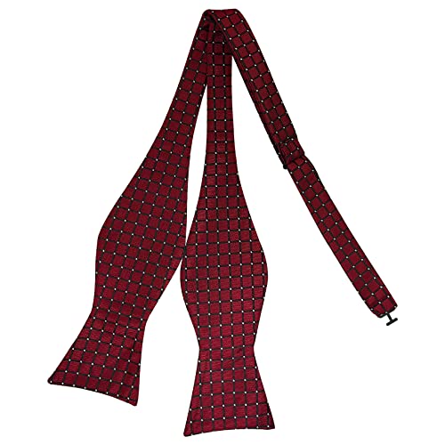 AUSUAYA Männer Selbstgebundene Fliege, Junge Seide Offene Fliege Formal Tuxedo oder Hochzeit Party M-S-B8 (Rot kariert mit weißem Glitzerpunkt) von AUSUAYA