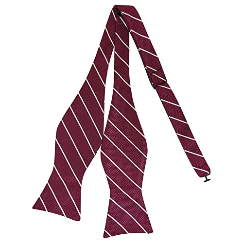 AUSUAYA Männer Selbstgebundene Fliege, Junge Seide Offene Fliege Formal Tuxedo oder Hochzeit Party M-S-B8 (Rot mit Weiß gestreift) von AUSUAYA