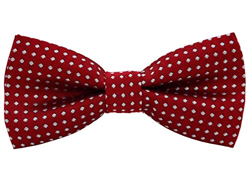 AUSUAYA Polka Dot Pre Tied Kleinkind Fliege, Baby oder Kind & Kinder Clip auf Fliege für kleine Jungen Geburtstag Party B-B-BT5 (Burgundy red with white polka dot) von AUSUAYA