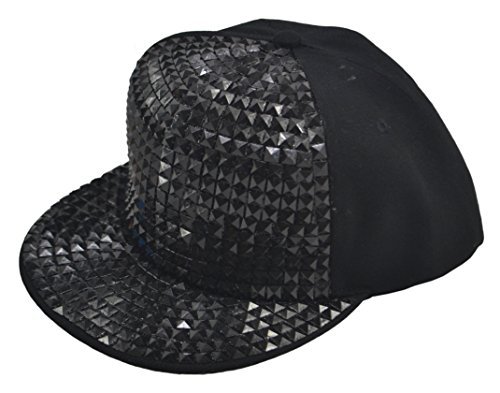 Herren/Damen Bling Baseball Caps mit Pferdeschwanz Loch, Pailletten Ball Hat für Disco/Hip Hop/Punk Rock/Party GB-H_H-M-2, Schwarz , M von AUSUAYA