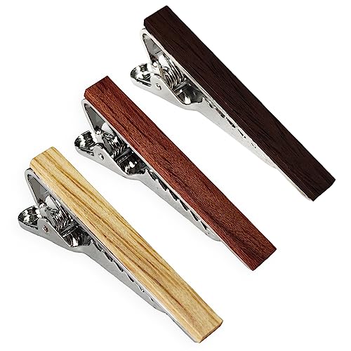 Krawattenklammern Männer Set, Krawattenklammer Krawattenklammer für Hochzeitstag oder Trauzeugen Parteien M-T-T1B (3 Satz Holz-Krawattenklammern) von AUSUAYA
