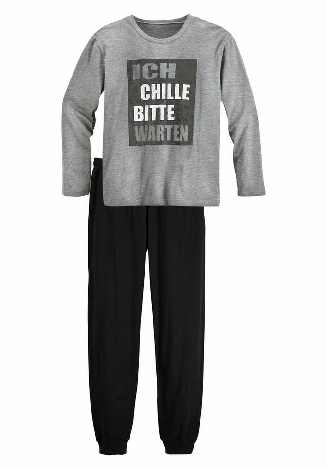 AUTHENTIC LE JOGGER Pyjama (2 tlg., 1 Stück) Schlafanzug mit Spruch "Ich chille bitte warten" von AUTHENTIC LE JOGGER