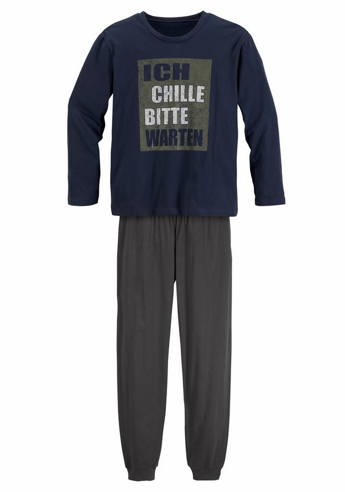 AUTHENTIC LE JOGGER Pyjama (2 tlg., 1 Stück) Schlafanzug mit Spruch "Ich chille bitte warten" von AUTHENTIC LE JOGGER