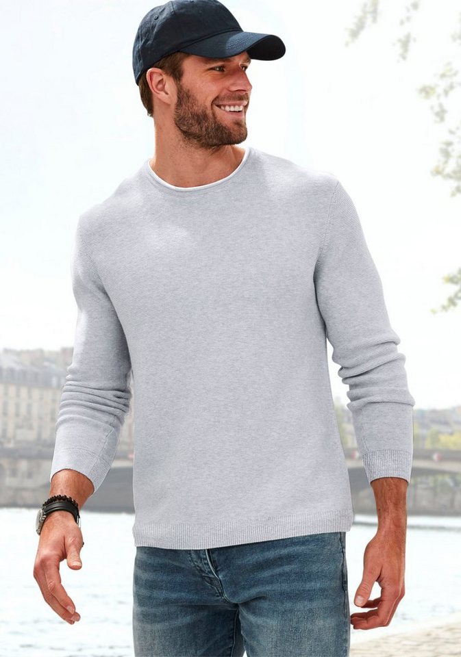 AUTHENTIC LE JOGGER Strickpullover mit Double-Layer Optik, Pullover aus reiner Baumwolle von AUTHENTIC LE JOGGER