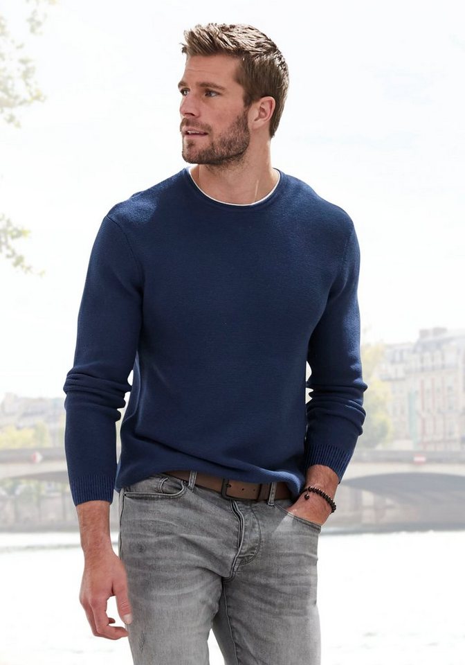 AUTHENTIC LE JOGGER Strickpullover mit Double-Layer Optik, Pullover aus reiner Baumwolle von AUTHENTIC LE JOGGER