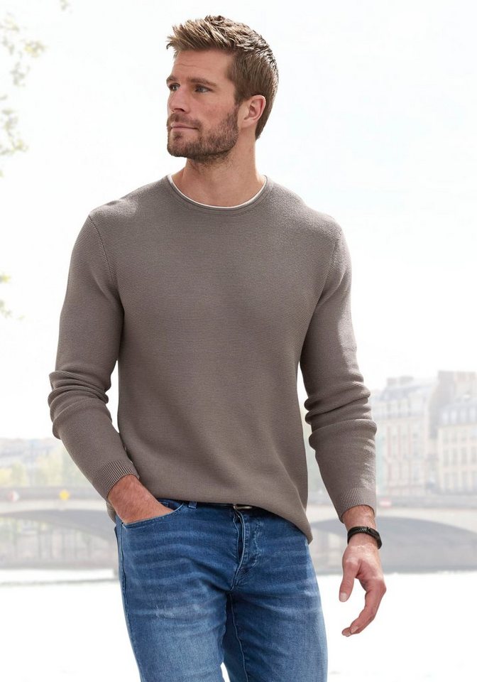AUTHENTIC LE JOGGER Strickpullover mit Double-Layer Optik, Pullover aus reiner Baumwolle von AUTHENTIC LE JOGGER