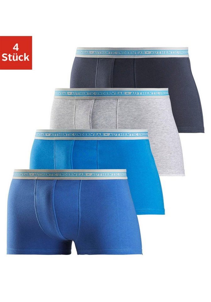 AUTHENTIC UNDERWEAR Boxer Boxershorts für Herren (Packung, 4-St), schwarzer Webbund mit Logoschriftzug von AUTHENTIC UNDERWEAR