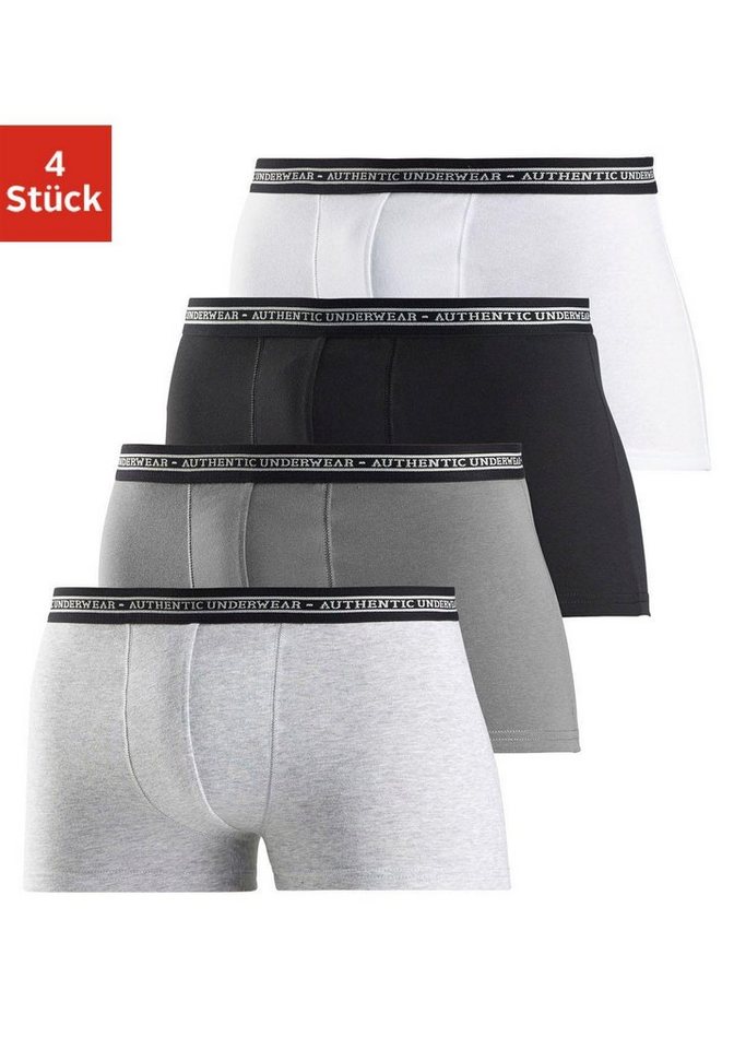 AUTHENTIC UNDERWEAR Boxer Boxershorts für Herren (Packung, 4-St), schwarzer Webbund mit Logoschriftzug von AUTHENTIC UNDERWEAR