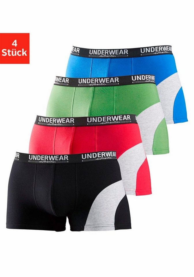 AUTHENTIC UNDERWEAR Boxer Boxershorts für Herren (Packung, 4-St) mit kontrastfarbenen Einsatz von AUTHENTIC UNDERWEAR