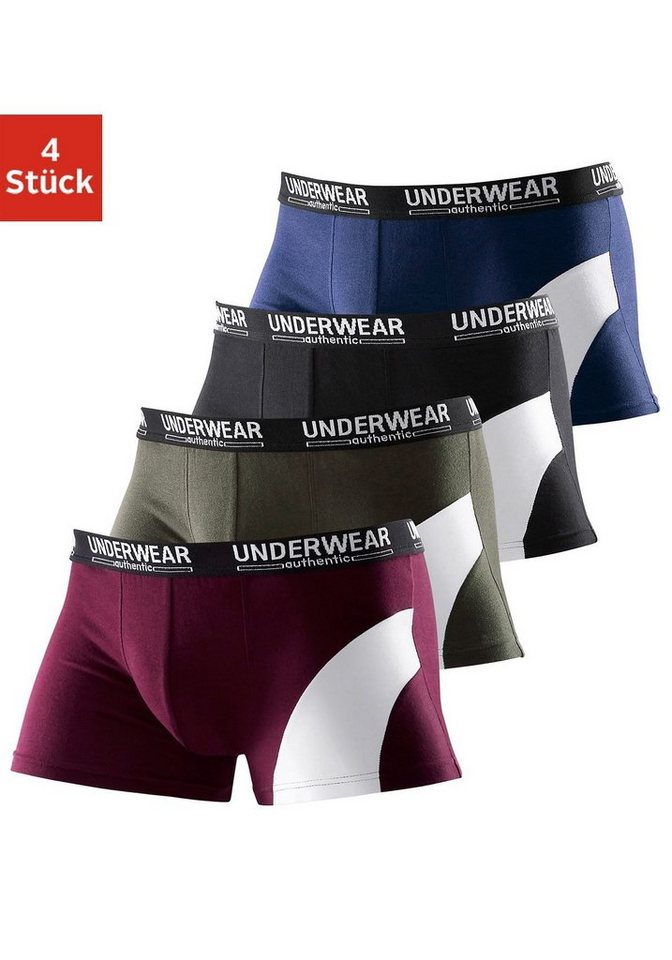 AUTHENTIC UNDERWEAR Boxer Boxershorts für Herren (Packung, 4-St) mit kontrastfarbenen Einsatz von AUTHENTIC UNDERWEAR