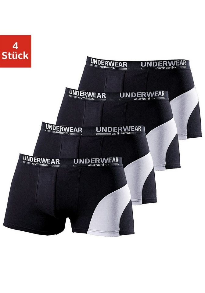 AUTHENTIC UNDERWEAR Boxer Boxershorts für Herren (Packung, 4-St) mit kontrastfarbenen Einsatz von AUTHENTIC UNDERWEAR