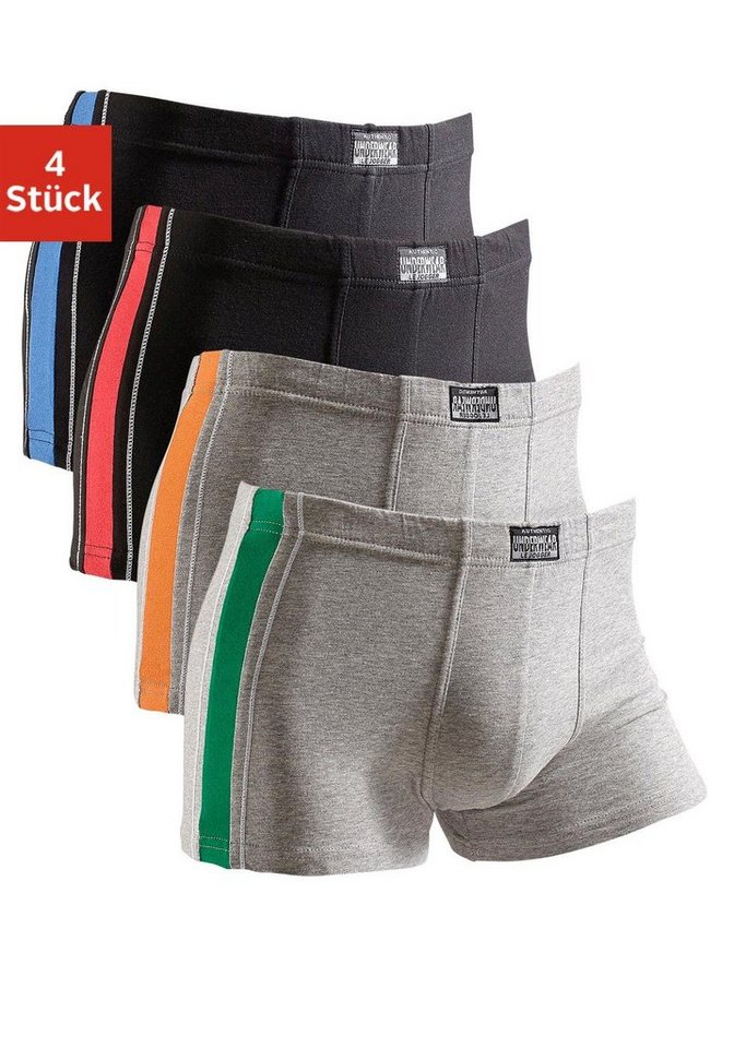AUTHENTIC UNDERWEAR Boxer Boxershorts für Herren (Packung, 4-St) mit kontrastfarbigen Streifen seitlich von AUTHENTIC UNDERWEAR
