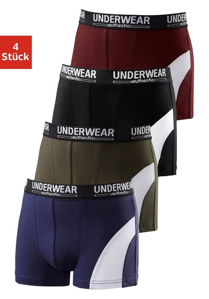 AUTHENTIC UNDERWEAR Boxer (Packung, 4-St) für Jungen, cooler Look durch weißen Einsatz von AUTHENTIC UNDERWEAR