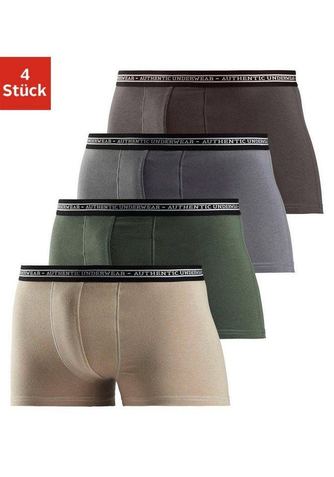 AUTHENTIC UNDERWEAR Boxer Boxershorts für Herren (Packung, 4-St), schwarzer Webbund mit Logoschriftzug von AUTHENTIC UNDERWEAR