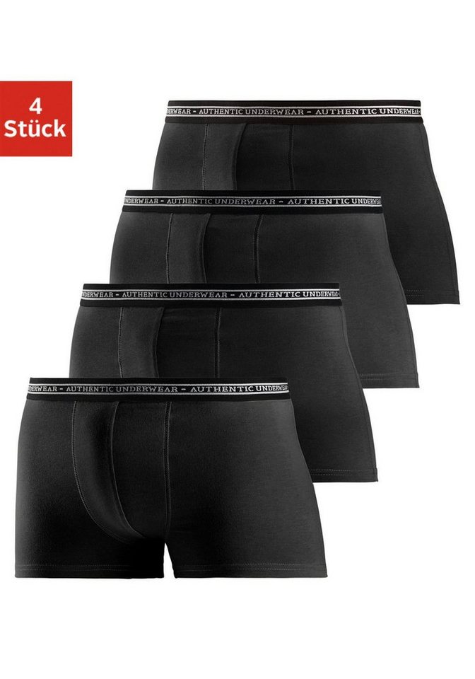 AUTHENTIC UNDERWEAR Boxer Boxershorts für Herren (Packung, 4-St), schwarzer Webbund mit Logoschriftzug von AUTHENTIC UNDERWEAR