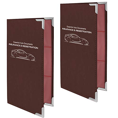 Autostyle Eckenschutz, Versicherungskarten- und Registrierungsdokumenten-Halter, Premium-Brieftasche mit Magnetverschluss, Kastanienbraun, 2 Stück von AUTO-STYLE