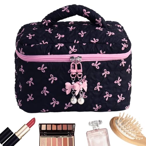 AUTOECHO Blumen -Make -up -Tasche, Gesteppte Make -up -Tasche, Ästhetische süße Bugbeutel, Multifunktionale Reisetilmenträgerbehälter, Make -up Storage Organizer für Badezimmer von AUTOECHO