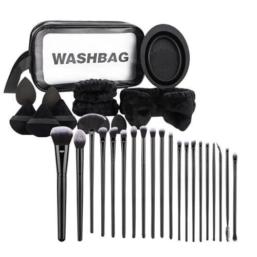 AUTOECHO Make-up-Pinsel-Set mit Etui, Make-up-Pinsel-Set, 33-teilig, mit Haargummi und Puderquaste, multifunktionales weiches Make-up-Pinsel-Set mit Organizer-Tasche für Anfänger von AUTOECHO