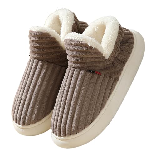 Baumwollhausschuhe für Damen | Orthopädische Sohlen, rutschfeste Abnutzungsrutschen | Bequeme Indoor-Outdoor-Scuff-Slides, Slip-On-Winter-Fuzzy-Hausschuhe für Männer und Frauen Autoecho von AUTOECHO