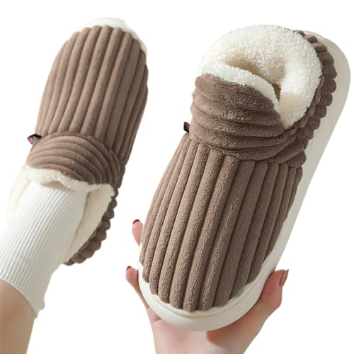 Hausschuhe für Damen | Rutschfeste Pantoffeln mit orthopädischen Sohlen - Bequeme Indoor-Outdoor-Scuff-Slides, Slip-On-Winter-Fuzzy-Hausschuhe für Männer und Frauen Autoecho von AUTOECHO