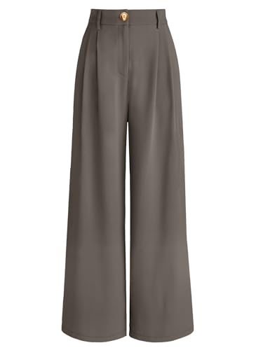 AUTOMET 2024 Damenhose mit weitem Bein, hohe Taille, lockere Passform, Business-Arbeitshose mit Taschen, mokkabraun, M von AUTOMET