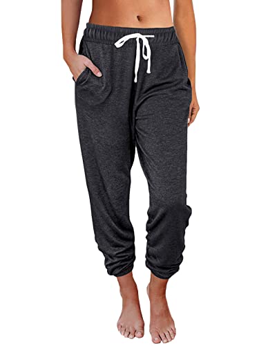 AUTOMET Damen Baggy Lounge Sweatpants Pyjama Hose, Schwarz/Grau, Groß von AUTOMET