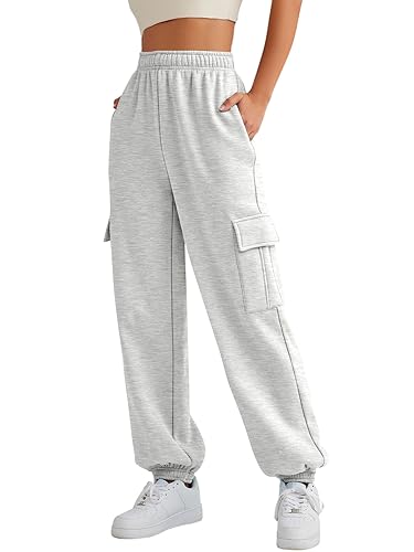 AUTOMET Damen Cargo Sweatpants Oversized Fleece Jogger Herbst Mode Outfits Y2k Kleidung 2023 mit Taschen, GRAU, S von AUTOMET